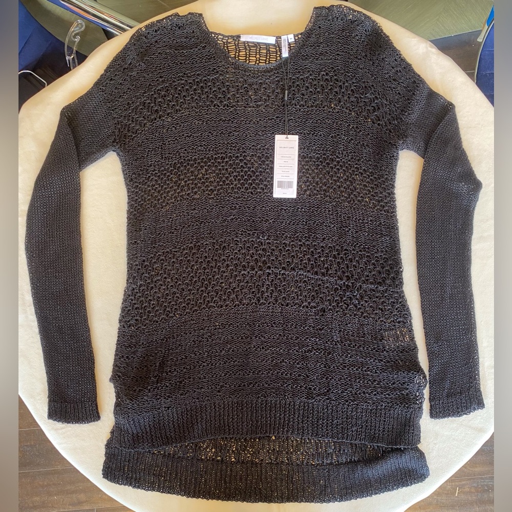 NWT Helmut Lang Destroyed Linen Long Sleeve Pullover